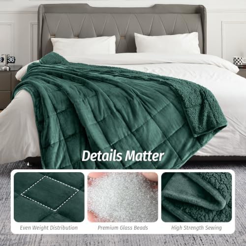 Green sherpa queen weighted blanket 15 lbs — photo 5