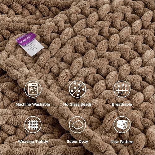 Brown chunky knit weighted blanket 15 lb — photo 5