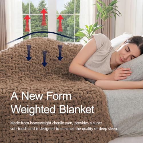 Brown chunky knit weighted blanket 7 lb — photo 3