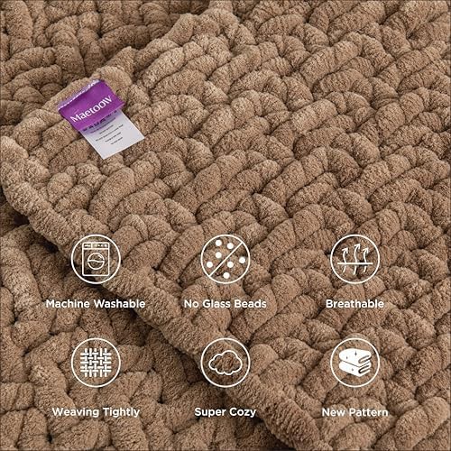 Brown chunky knit weighted blanket 7 lb — photo 5