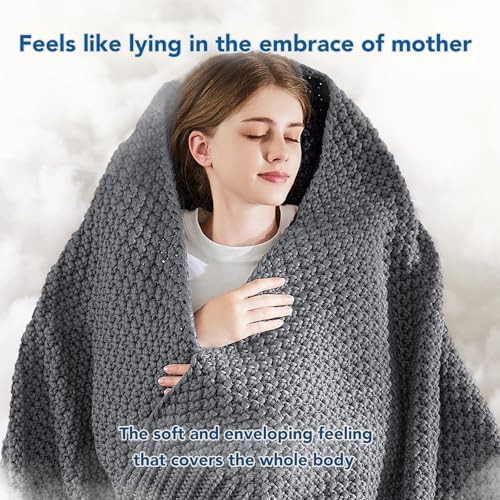 Queen 20 lbs knitted chunky yarn weighted blanket — photo 4