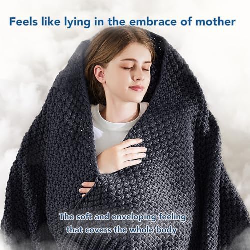 Throw 15 lbs knitted chunky weighted blanket — photo 4