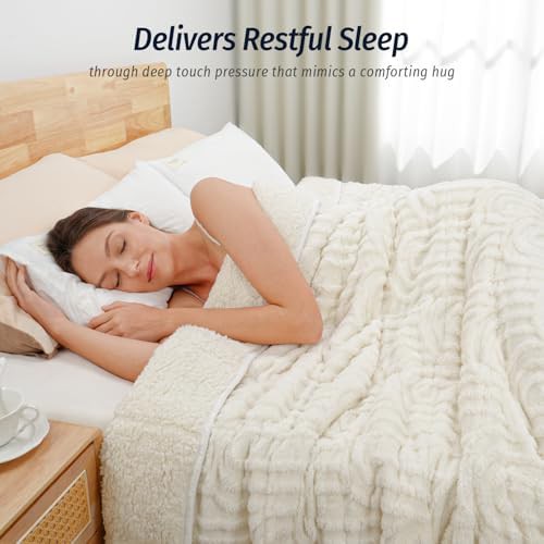 Cream soft queen weighted blanket 15 lbs — photo 3