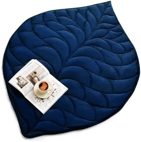 Navy blue leaf pattern lap blanket