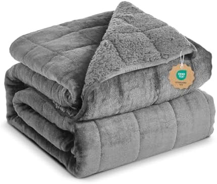 Dark grey sherpa fleece weighted blanket 15 lbs