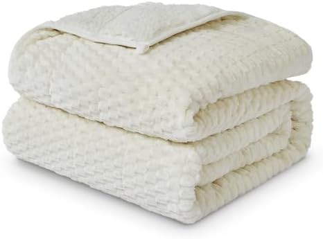 Cream white jacquard sherpa blanket 15 lbs
