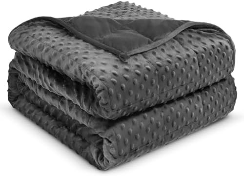Grey minky dot weighted blanket 15 lbs