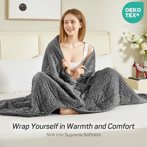 Grey minky dot weighted blanket 15 lbs — photo 3