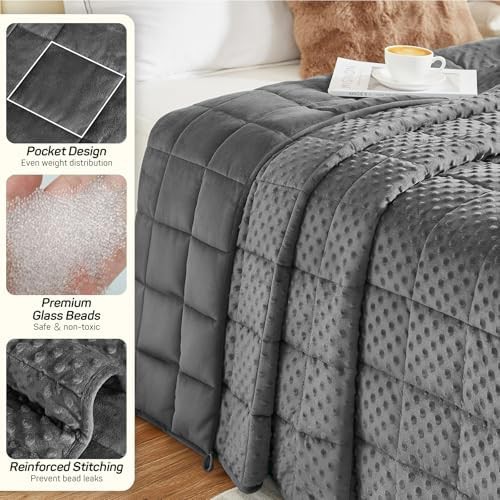 Grey minky dot weighted blanket 15 lbs — photo 5