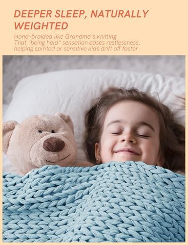 Sky blue chunky knitted lap blanket 5 lbs — photo 4