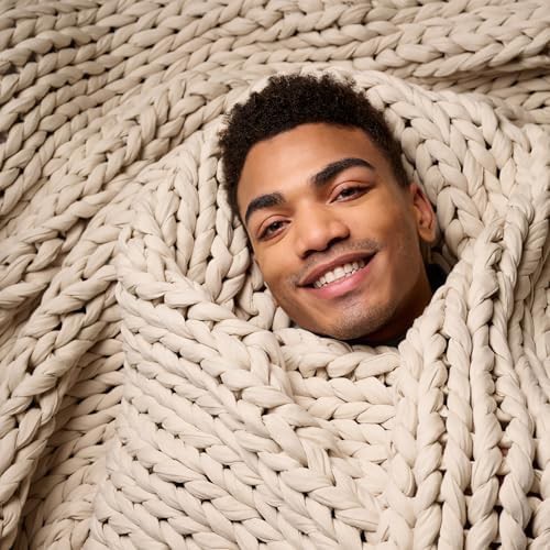 Driftwood recycled polyester knitted weighted blanket 10 lbs