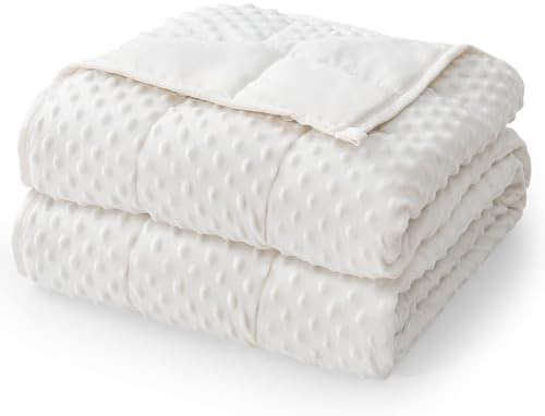 Cream white minky dots 15 lb weighted blanket