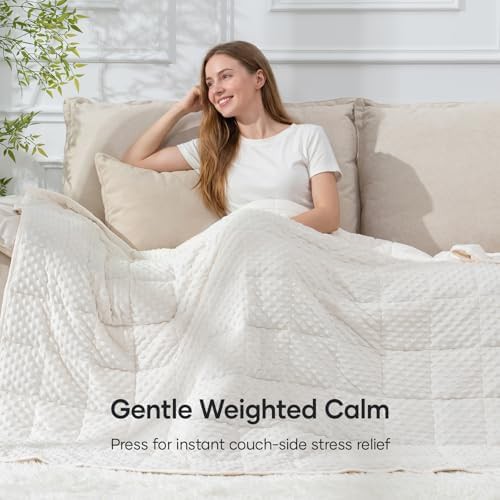 Cream white minky dots 15 lb weighted blanket — photo 5