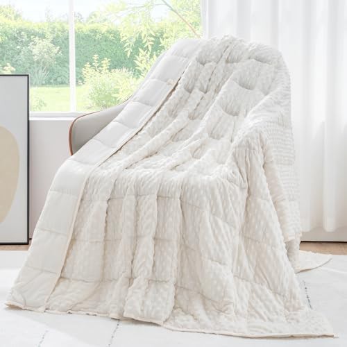 Cream white minky cooling queen blanket