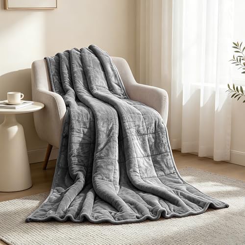Fuzzy sherpa fleece weighted blanket grey