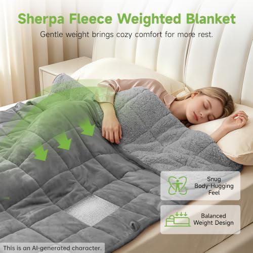 Fuzzy sherpa fleece weighted blanket grey — photo 3