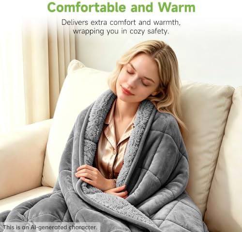 Fuzzy sherpa fleece weighted blanket grey — photo 5