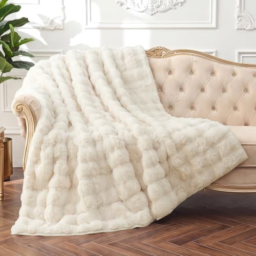 Cream fluffy king weighted blanket 15 lbs