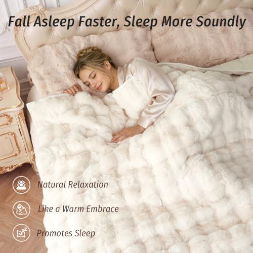 Cream fluffy king weighted blanket 15 lbs — photo 4