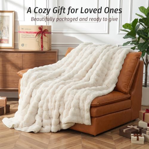 Cream fluffy king weighted blanket 15 lbs — photo 5