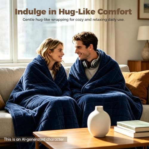 Blue velvet twin weighted blanket with glass beads — photo 4