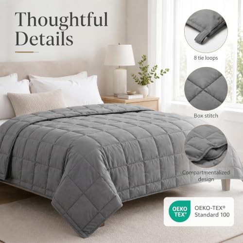 Grey cooling cotton twin weighted blanket — photo 5